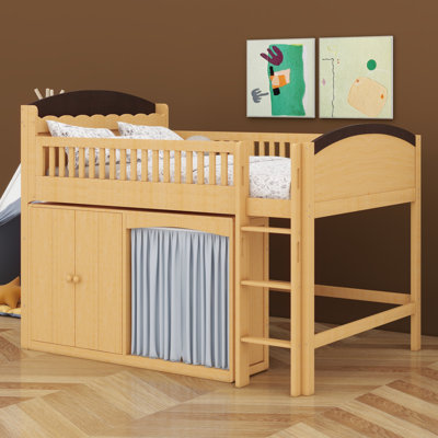 Lit mezzanine avec armoire de rangement, garde-robe et lumières DEL pour enfants adolescents