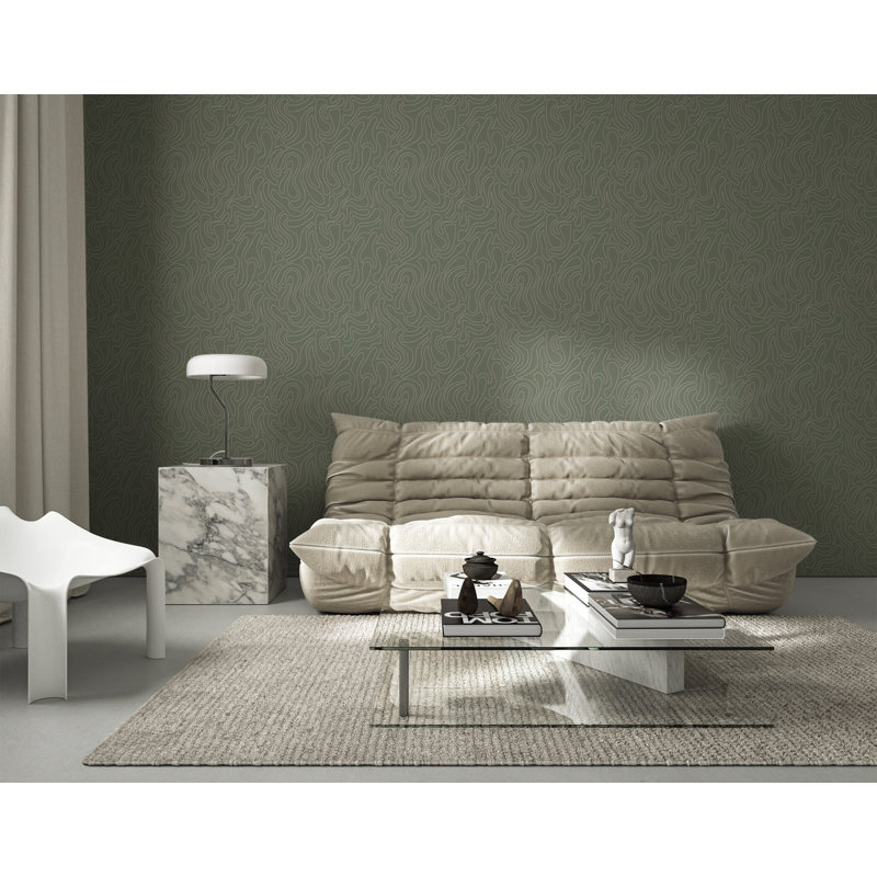 Aire - Taupe Wallpaper by Sabrina Yvonne, Olive, Faux Grasscloth, Non-pasted