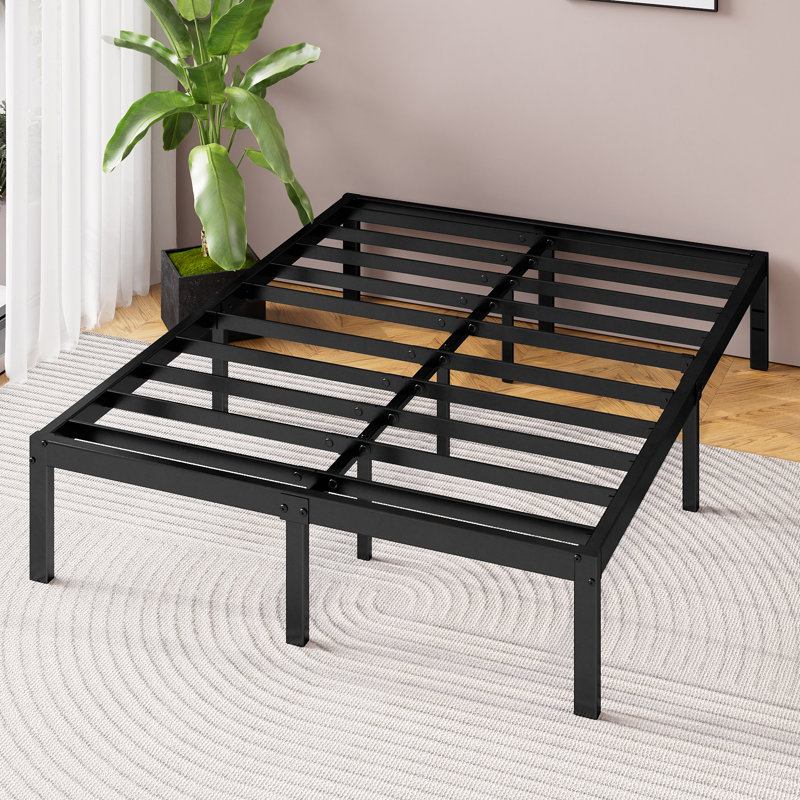 Barbieri Modern Metal Platform Bed Frame with Heavy Duty Steel Slat Support, Double (4'6)