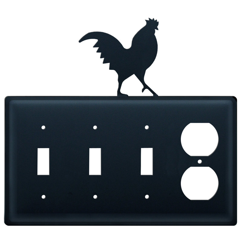 Rooster 4-Gang Duplex Outlet / Toggle Light Switch Combination Wall Plate
