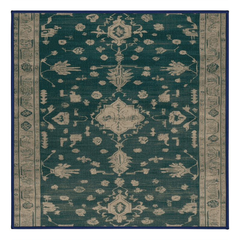 Machine Washable Overdyed Blue Area Rug, Square 6'