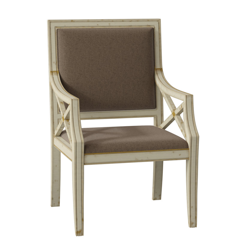 Gramercy Upholstered King Louis Back Arm Chair, Walnut, 8789 Bark