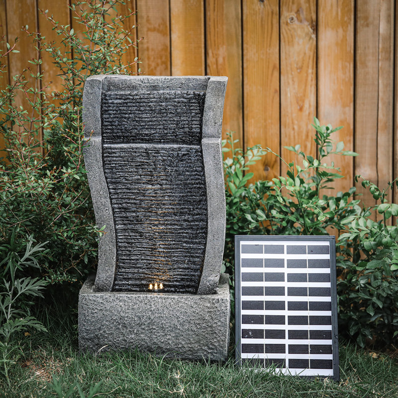 Laetitia Weather Resistant Waterfall Fountain with Light