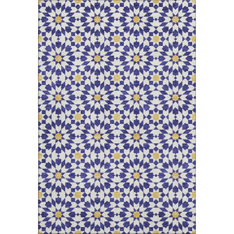 Premium Machine Washable Tweedy Navy Rug, Rectangle 10' x 14'