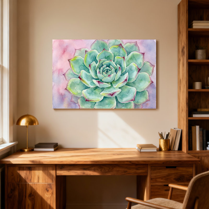 Plantes et fleurs, plante grasse, reproduction d'art, H 28 po x l 40 po