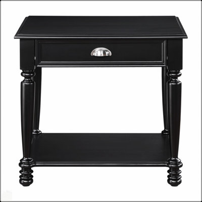 Table de bout Classic Design avec finition noire avec tiroir et tablette inférieure, meubles de salon durables et élégants