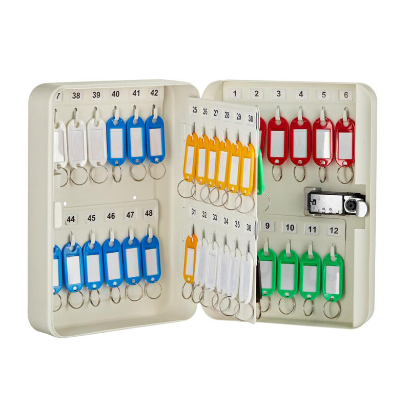 Steel Secure Key Cabinet with Combination Lock, White, 8" H x 6.4" W x 3.1" D