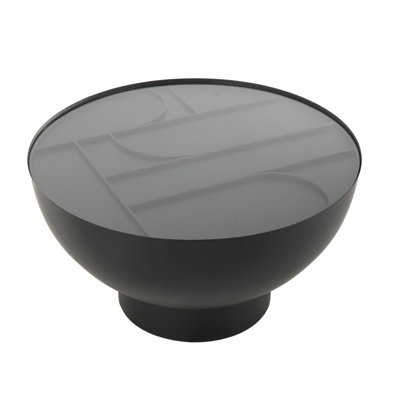 Cole And Grey Metal Geometric Living Room Coffee Table With Glass Tabletop And Elevated Base
