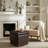 18.5"W Storage Ottoman With 360° Swivel Base Acacia Wood Frame Fully Assembled-382894625