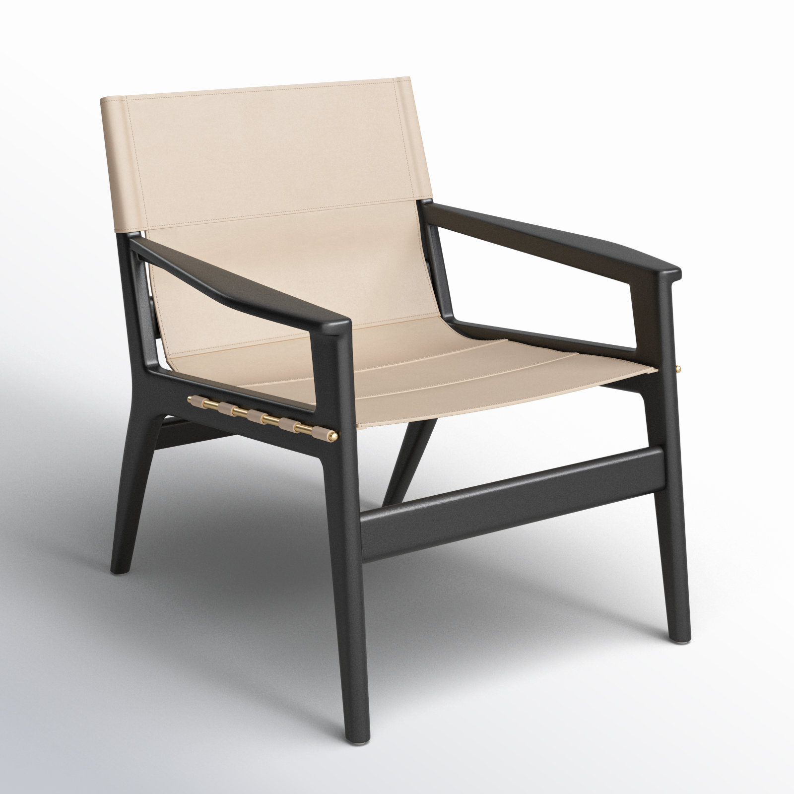 Tesso Genuine Leather Armchair, White Genuine Leather, Black