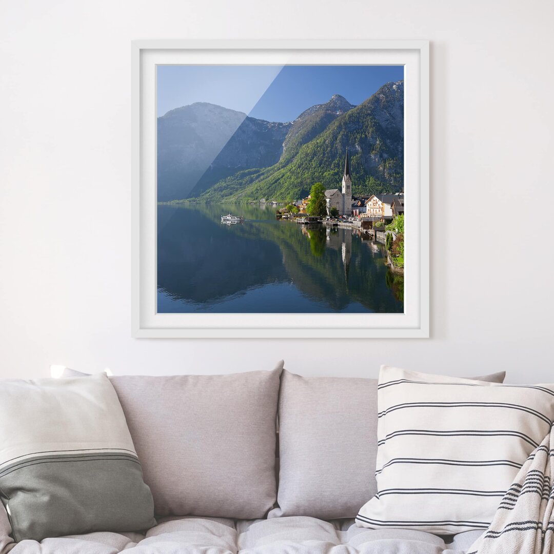 Gerahmtes Poster Mountain View Over Lake Hallstatt