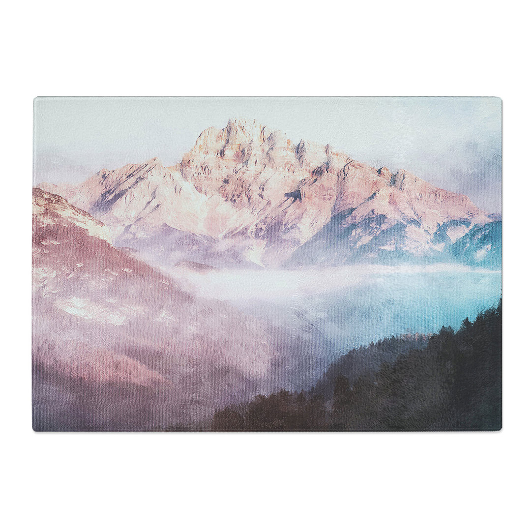 Tempered Glass Fog over Misurina Mountain in Italy Chopping Board