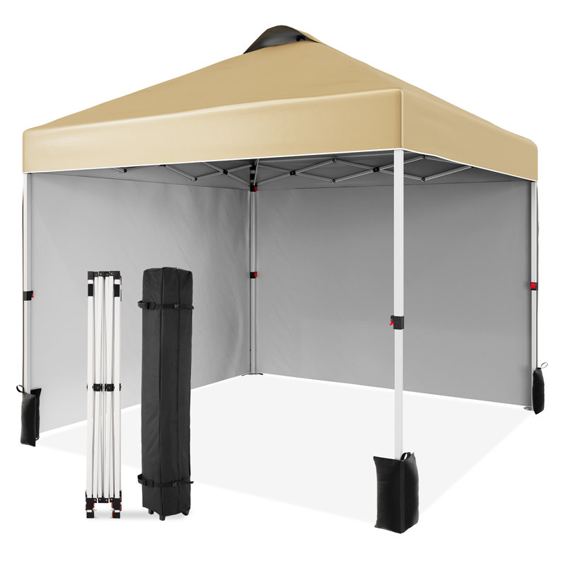 10x10ft Pop-Up Canopy Tent with UV Protection & Waterproof, Complete Setup Kit, Commercial-Grade Steel Frame, Khaki