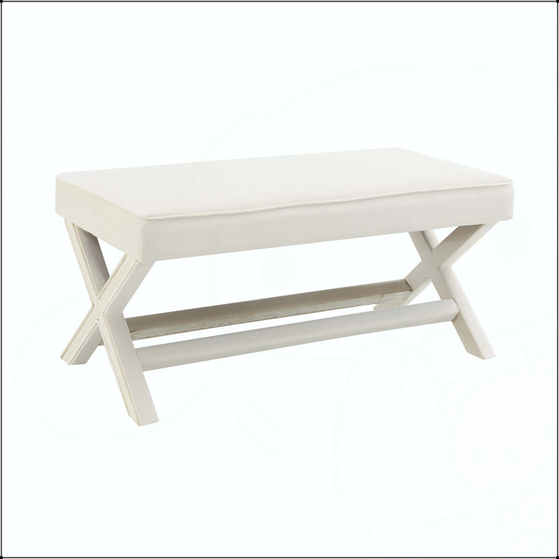 Banc double en velours de 42 po avec pieds croisés en X, Beige