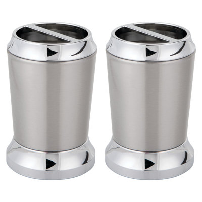 iDesign Stainless Steel Toothbrush Holder for Bathroom Counters - Also Holds Makeup Brushes or Razors