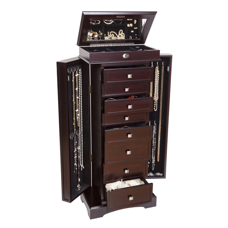 Armoire à bijoux avec miroir rabattable Bozarth
