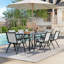 Table de 71 pouces avec trou pour parasol - Table de patio en aluminium grise pour le restaurant. Utilisation dans la cour ou au bord de la piscine