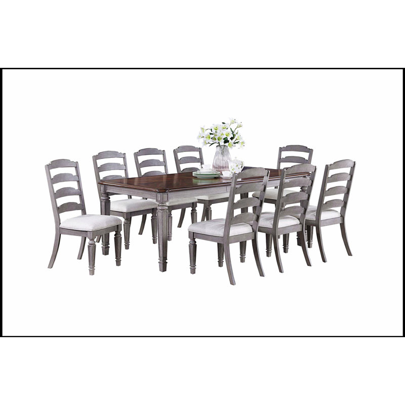 Table de salle à manger à cadre contemporain en bois clair et gris clair pour espaces modernes et compacts