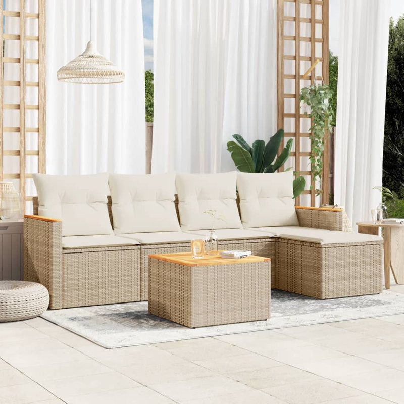 Ensemble de canapé de jardin Vidaxl, Coussin blanc / structure beige