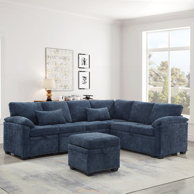 Canapé-lit convertible en chenille avec grand rangement, confortable et robuste pour la vie moderne