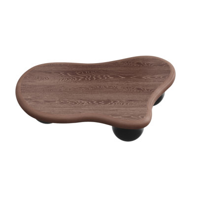 40 Inch Cloud Shaped Coffee Table with 3 Ball Legs for Living Room Top Black Legs