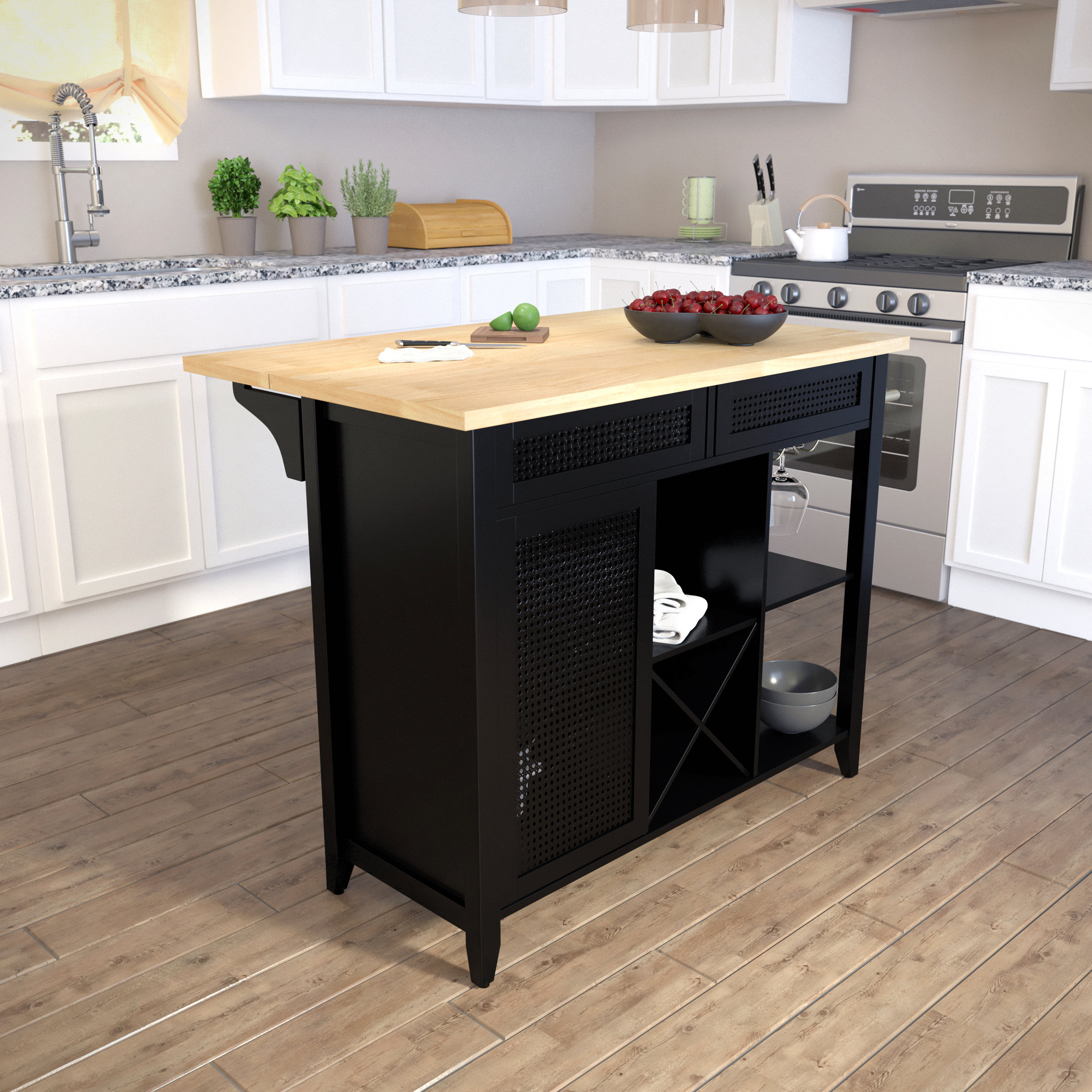 Latitude Run® Expandable Freestanding Kitchen Island - Wayfair Canada