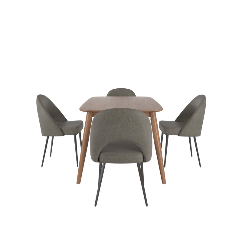 Ensemble de salle à manger Farrish Mid-Century, Gris, Noyer