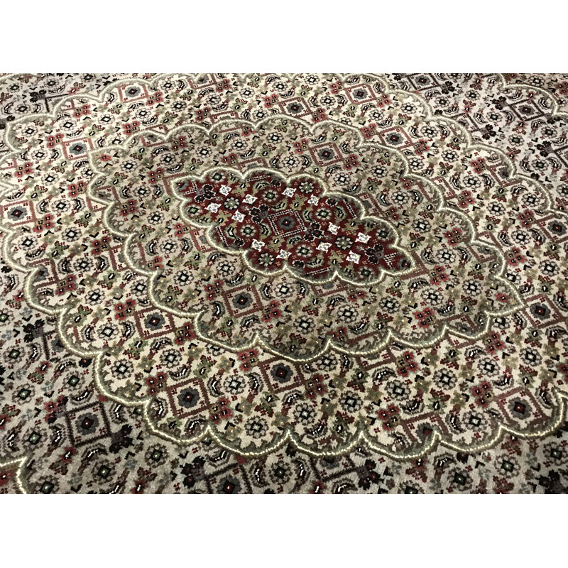 Hand-Knotted High-Quality Black and Cream Area Rug
