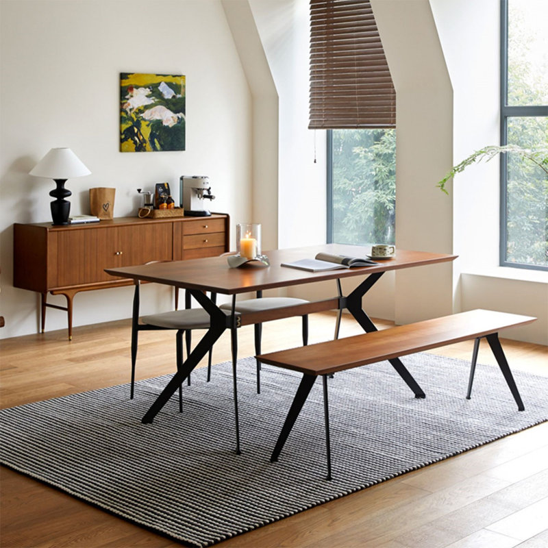 Comfortable solid wood dining table set, 29.52"H x 70.86"L x 35.43"W