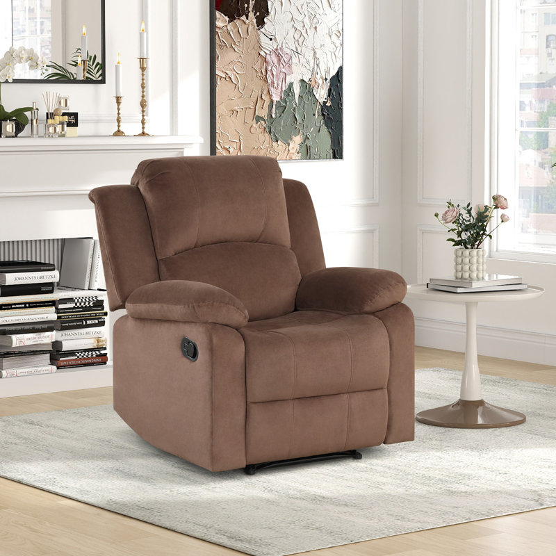 Nikodemos 34.8" W Microfiber Recliner, Clay Brown