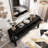60''Acacia Veneer Console Table with 4 Spacious Drawers-978110164