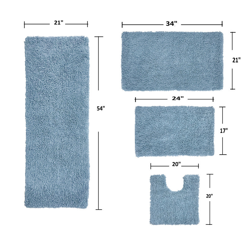 Hazlett 4 Piece Bath Rug Set, Blue
