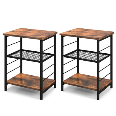 Table de chevet en acier brun rustique