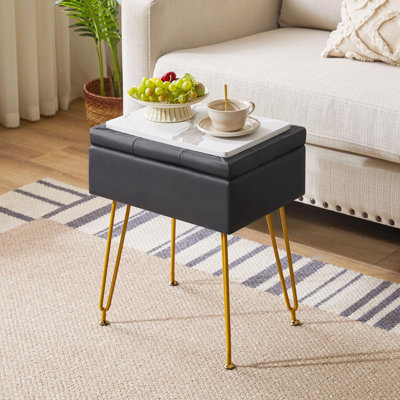 Tabouret de coiffeuse en polyuréthane avec plateau rabattable