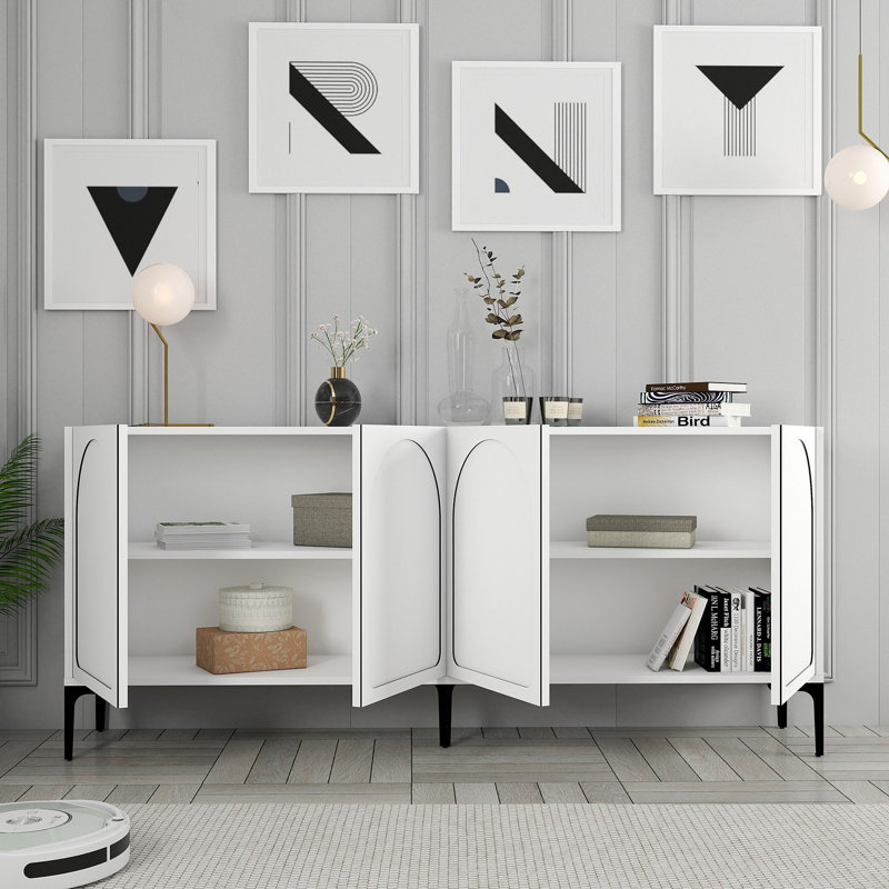 Hommy Craft 79cm Console Table, White/Black
