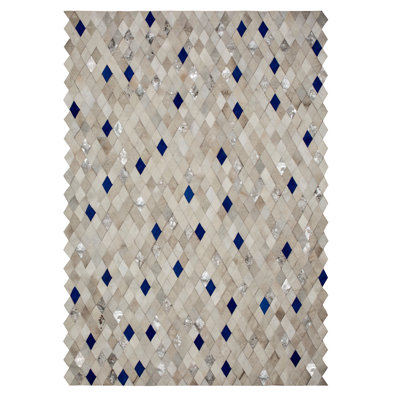 Tanzanite Cowhide Geometric Area Rug