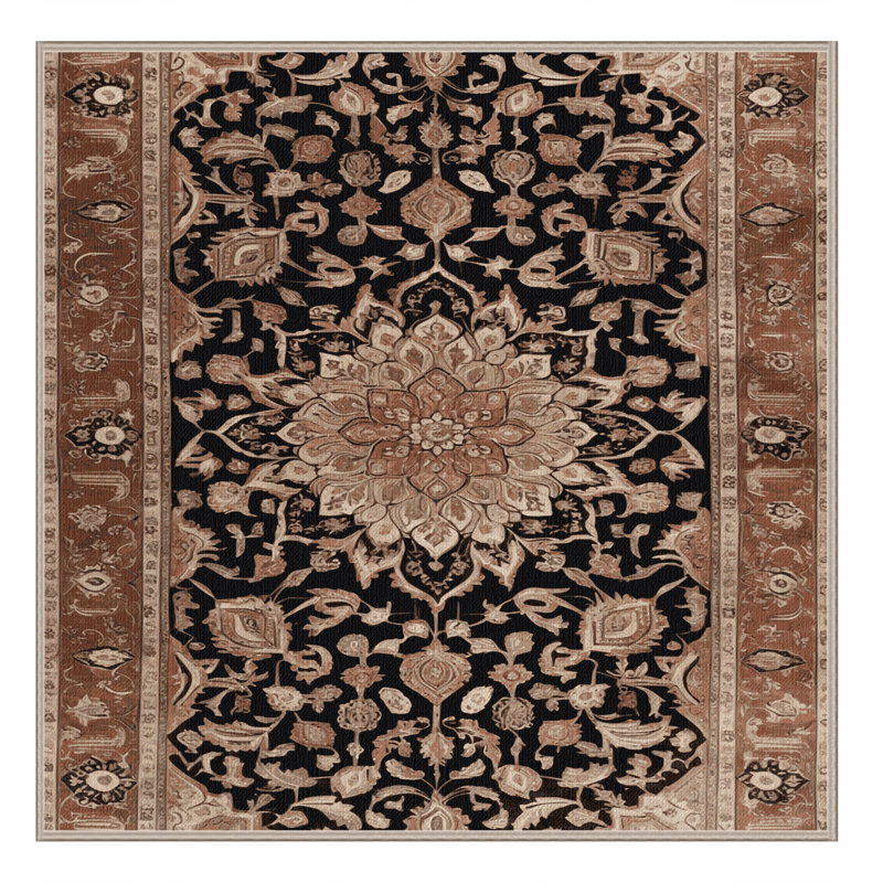 Machine Washable Persian Brown Area Rug, Square 6'