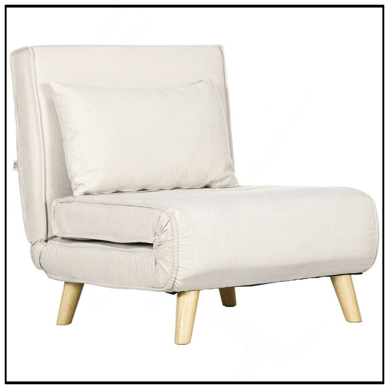 Fauteuil-lit convertible, canapé-lit multifonctionnel 2 en 1 avec dossier réglable pour le salon, la chambre à coucher et le bureau personnel, beige
