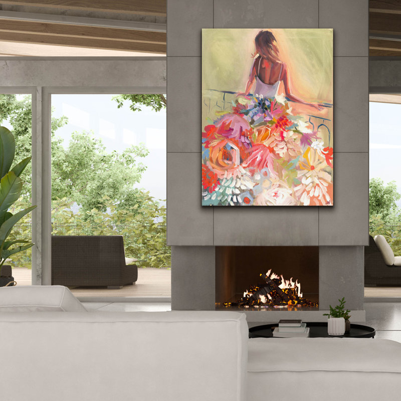 Art floral sur toile, H 54 po x l 40 po x P 1,5 po