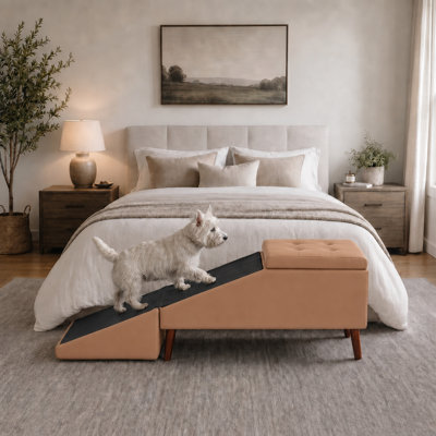 Harmony Small Dog and Cat Pet Ramp Stairs, Foldable Pet Ramp Footstool for Bed