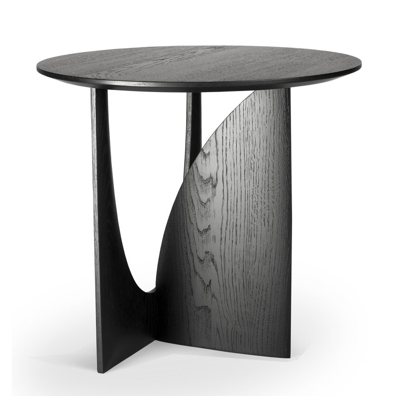 Geometric Solid Wood End Table, Black