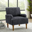Chaise d'appoint moderne avec velours côtelé large de 2 po de largeur, pieds en bois massif de 9 po et fauteuil rembourré confortable gris foncé pour le salon