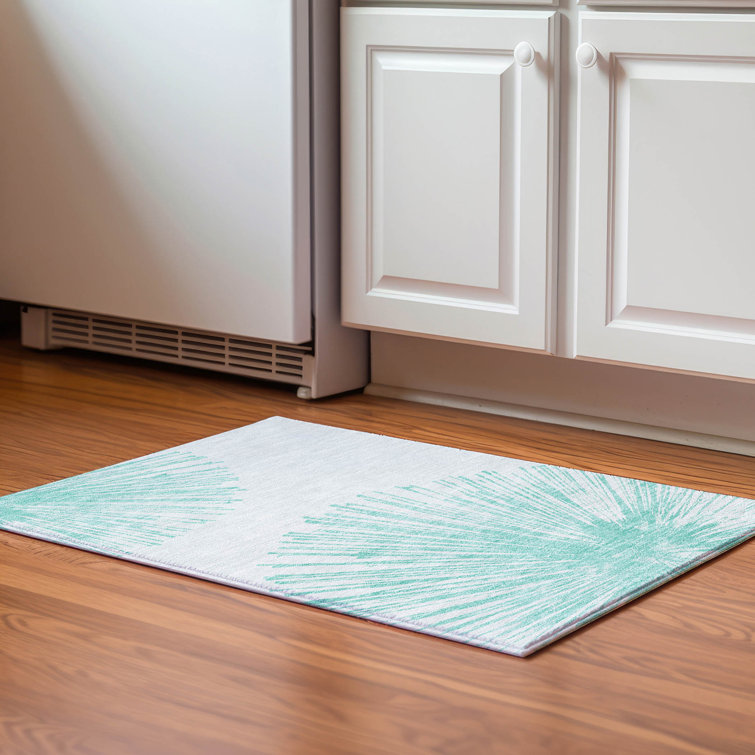 Tapis bleu sarcelle lavable à la machine Premium Cerrito