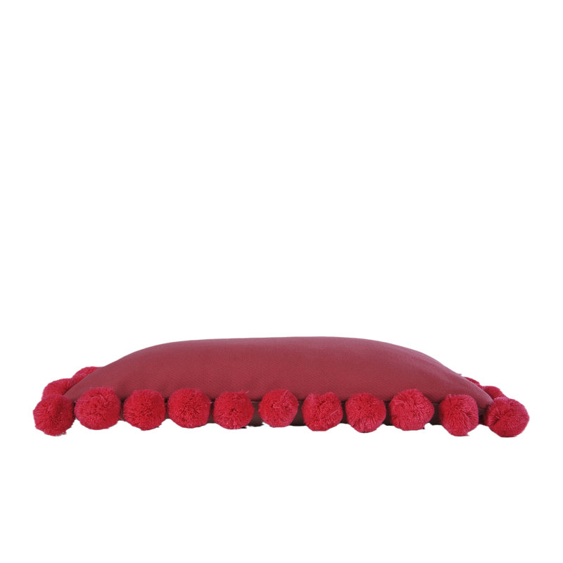 Housse et insert de coussin lombaire Pom-Poms 20 po x 12 po, Rouge
