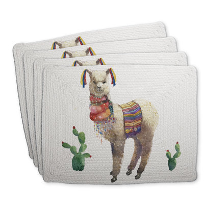 Lama Parade Braided Polyester Eiver Set of 4 | Home Decor