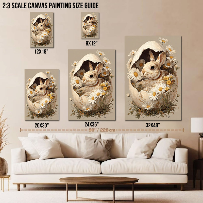  Art mural sur toile de lapin de Pâques - photos de lapin pour le printemps, art mural sur toile de Pâques pour décoration murale, impressions sur toile encadrées, 12 po x 18 po
