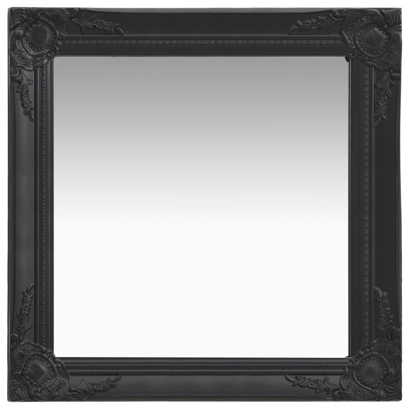 Ginsberg Wood Square Wall Mirror, Black, 60cm H x 60cm W