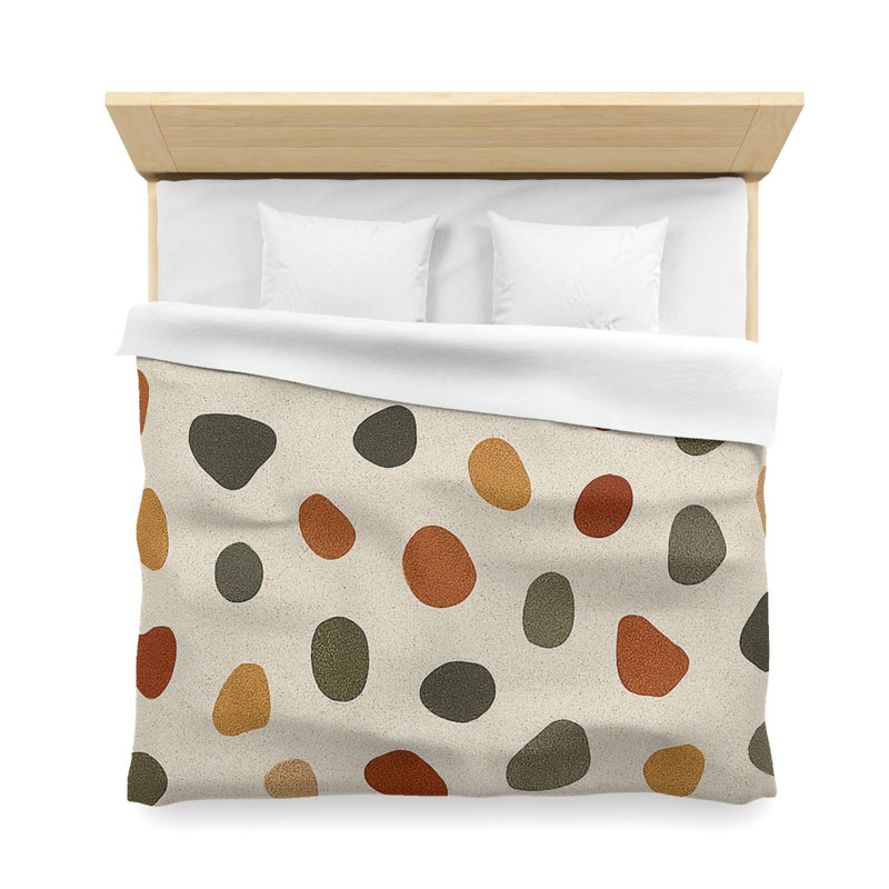 Microfiber Duvet Cover Boho Style, Design 41, King Duvet Cover, White