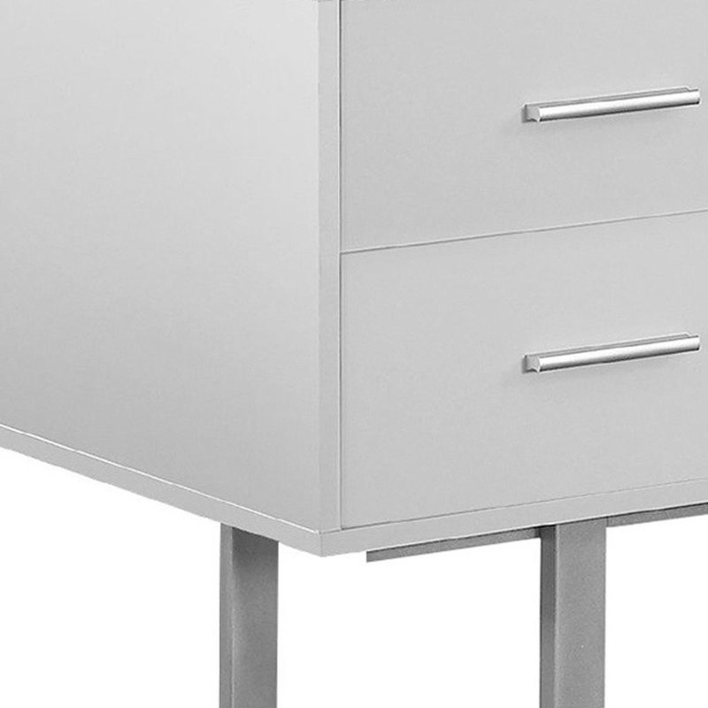 Bureau d'ordinateur 24 po blanc et argenté avec trois tiroirs