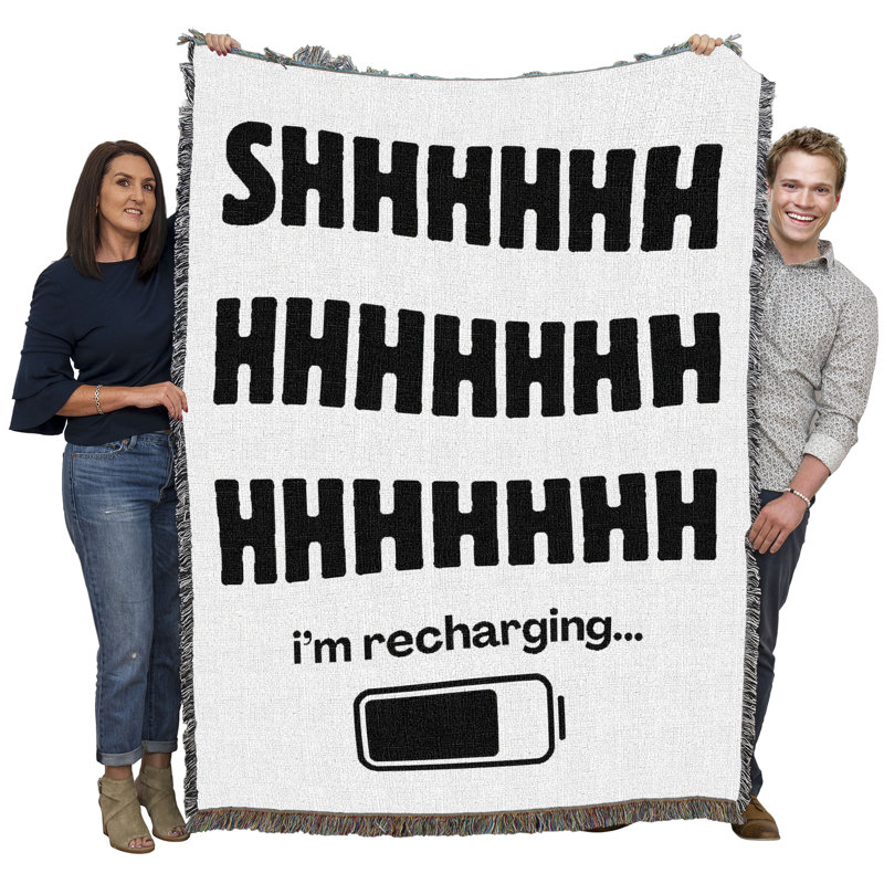 Jeté en coton Pure Country Weavers Im Recharging Tapisserie - fabriqué aux États-Unis (54 x 72), L 72 po x l 54 po
